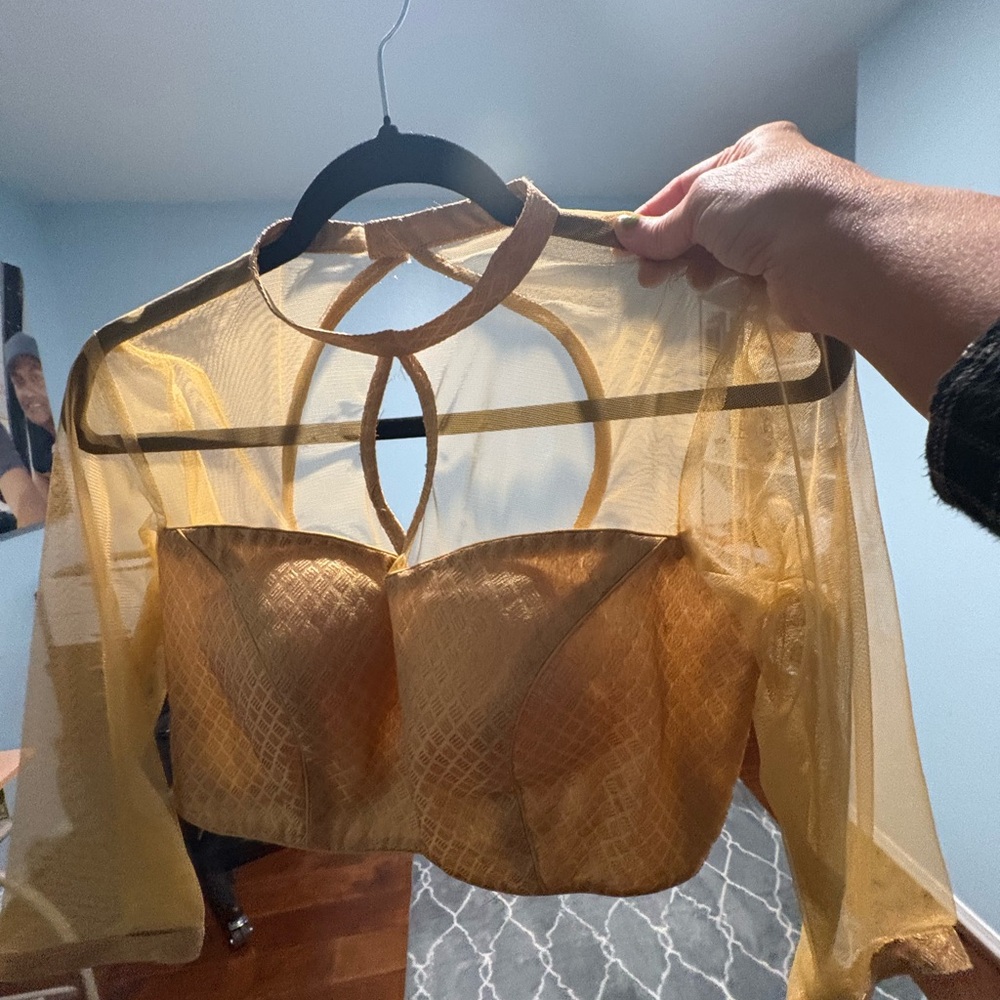 Chic Gold Sheer Crop Top